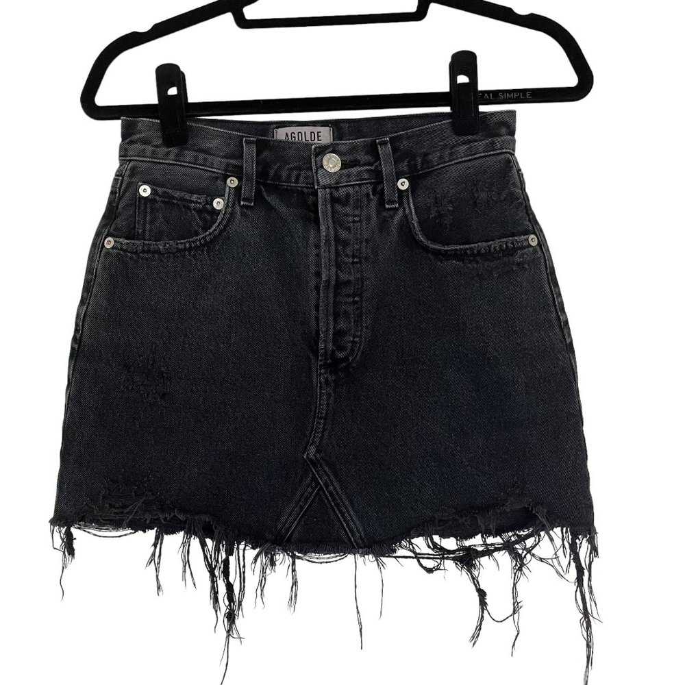 AGOLDE High Rise Denim Mini Skirt - Black - Size 25